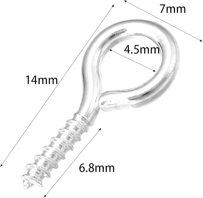 200 Pcs Metal Screw Eye Pins Hooks 0.55inch/7X14mm Heavy Duty Screw Eye Pins for DIY Jewelry Making Silver Plated Eye Bolt Arts & Crafts Project