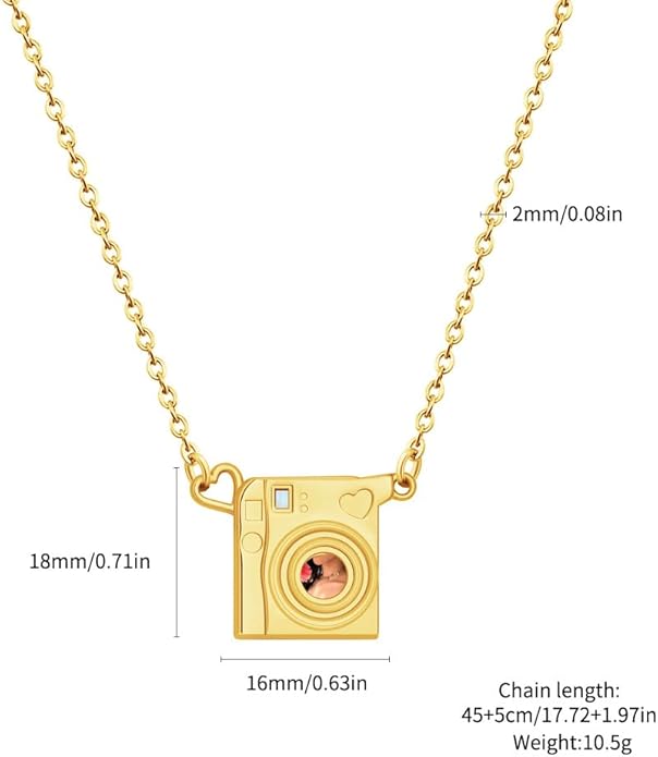 Personalized Stylish Mini Camera Necklace, Custom Picture Locket Pendant Necklace,Memorial Jewelry Gift for Photography Lovers