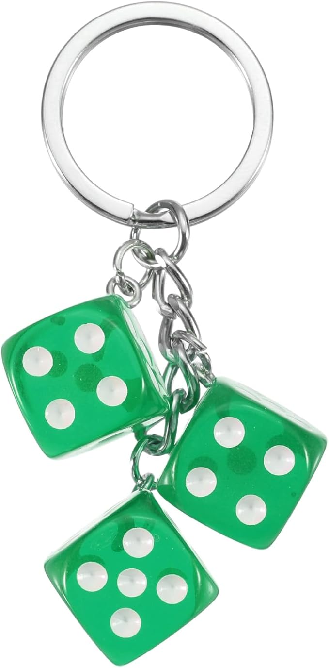 PATIKIL Lucky Dice Keychain Charm, Resin 3D Cube Square Mini Dice Keyrings with 3 Pendants for Bag