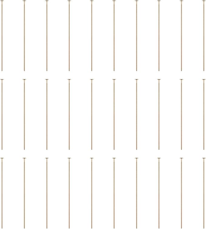 HARFINGTON 100pcs Flat Head Pins 1.57" 40mm Needles Bulk for Earring Pendant Necklace Bracelet Charm Jewelry Making Findings DIY Craft, Champagne Gold