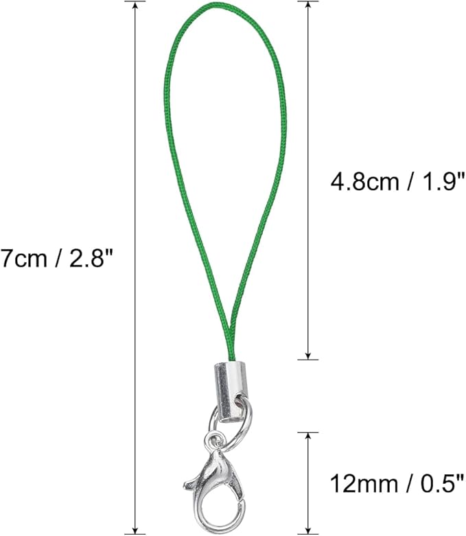 HARFINGTON 100Pcs Clasp Cords Clasp Strap Lanyard Charm Short Finger Rope with Lobster Clasp for Cellphone Cases Keychain DIY Jewelry Making, Dark Green