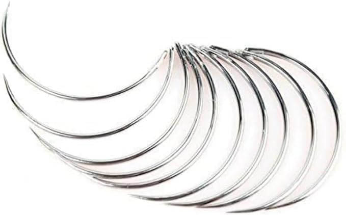 Heavy-Duty Leather Needles 10Pcs - High-Carbon Steel Curved Needles for Leather Craft and Animal Fur Repair, Industrial and Hand Stitching with Thick Fabrics