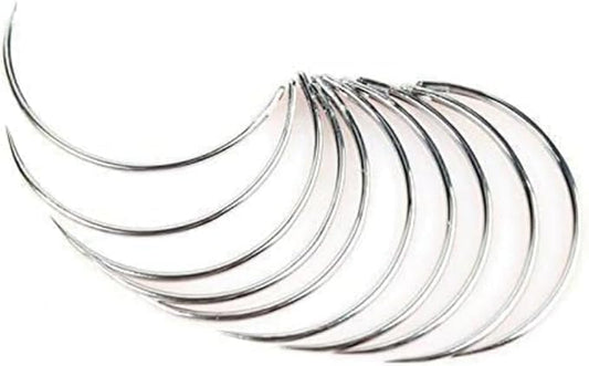 Heavy-Duty Leather Needles 10Pcs - High-Carbon Steel Curved Needles for Leather Craft and Animal Fur Repair, Industrial and Hand Stitching with Thick Fabrics