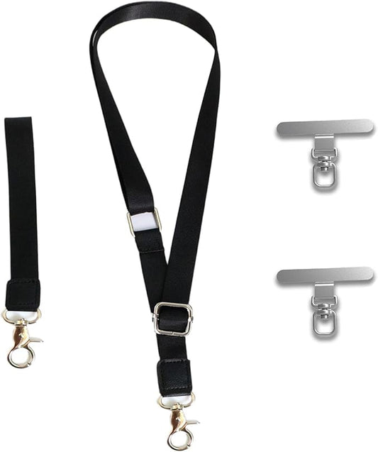 LEMEDE Wrist Keychain and Adjustable Phone Lanyard, Silver Hook Phone Crossbody Strap with 360° Rotating Phone Pads