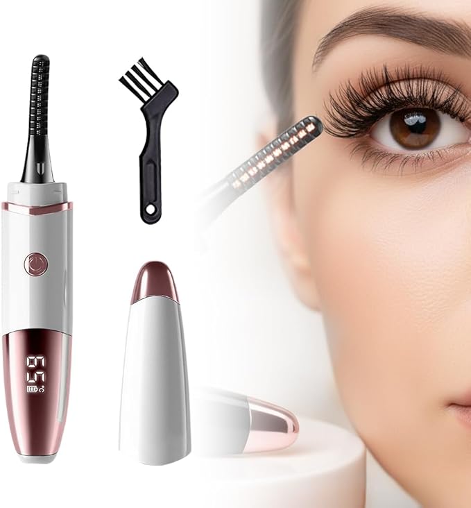 2026 Heated Eyelash Curler, Heated Lash Curler Rechargeable USB Electric Eyelash Curler, Fast Heat Up, Long Lasting with Led Display, Heat with 4 Temp Settings Makeup Tool (White)