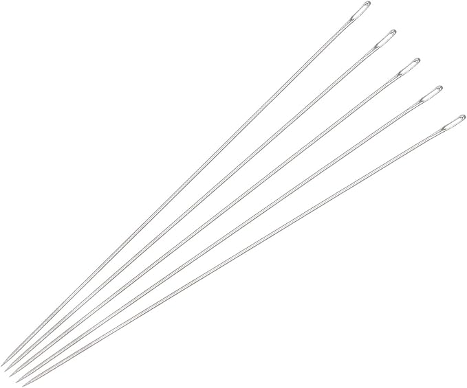 uxcell 50Pcs Beading Needles Fine Thin Long Straight Sewing Embroidery Threads Stainless Steel 3.15 Inch 0.4mm Wire Diameter