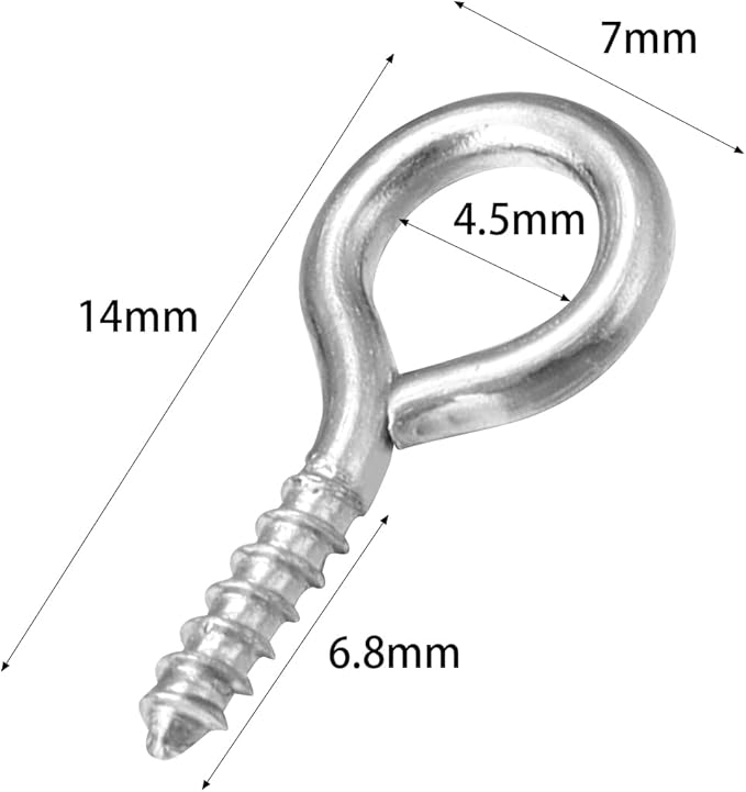 200 Pcs Metal Screw Eye Pins Hooks 7X14mm Heavy Duty Screw Eye Pins for DIY Jewelry Making Rhodium Plated Eye Bolt Arts & Crafts Project