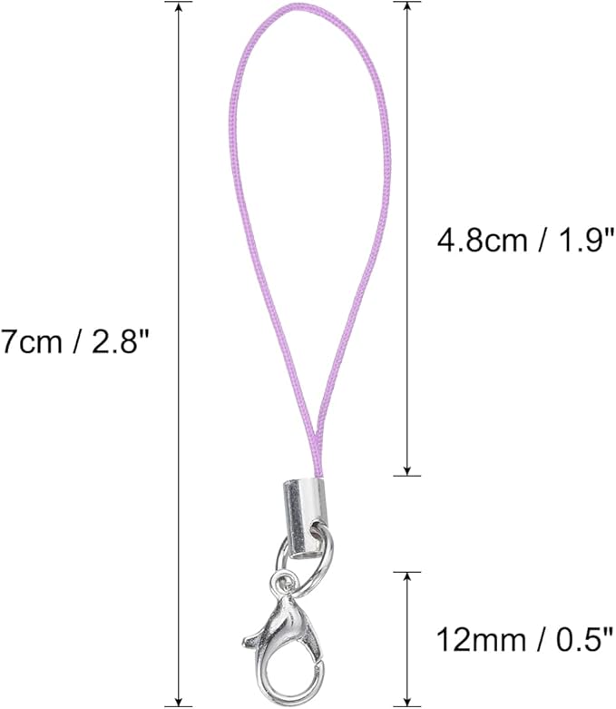 HARFINGTON 100Pcs Clasp Cords Clasp Strap Lanyard Charm Short Finger Rope with Lobster Clasp for Cellphone Cases Keychain DIY Jewelry Making, Dark Purple