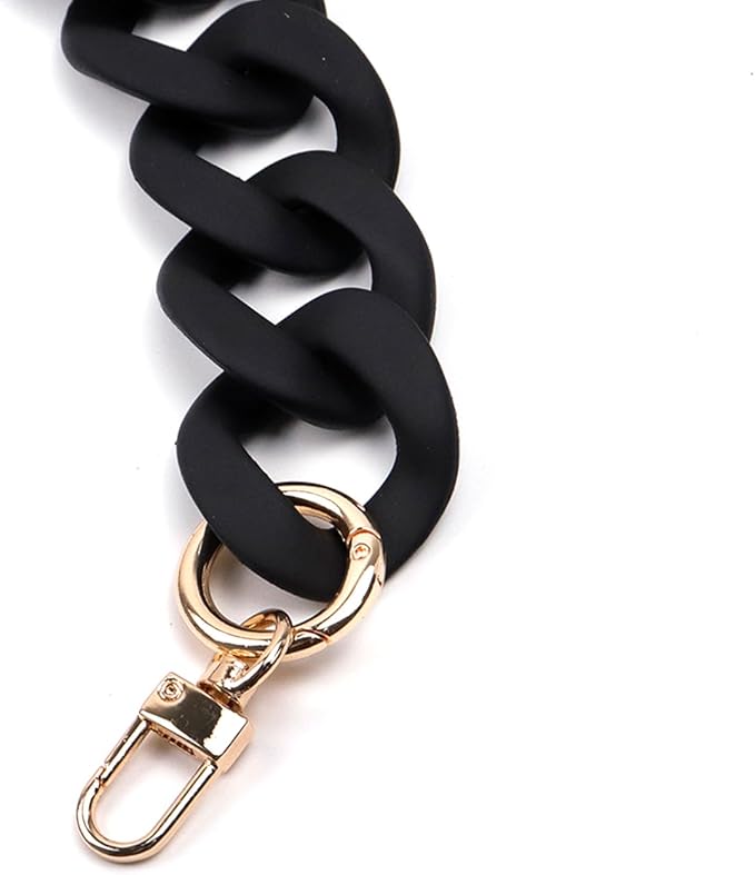 Flat Chain Strap 47.2"/120cm Shoulder Bag Strap Replacement Decorative DIY Purse & Handbag Strap Accessories, Matte Black