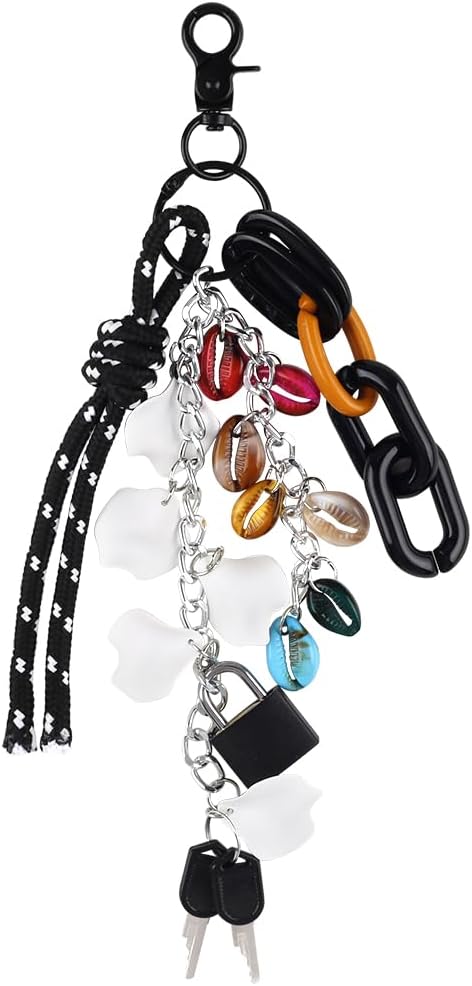 Multi Functional Y2K Black Key Chain Charms Decorative Car Key Chain Pendant Shells Purse Charms Women Cute Keychain Clip Aesthetic Accessories