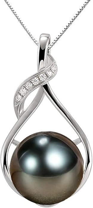 NONNYL Gifts for Women Wife-Tahitian-Black-Pearl-Necklace-Gift for Wife Wedding Birthday Anniversary Jewelry-Mom Girlfriend Her Mothers Day Gifts for Mom Women Valentines Christmas Day