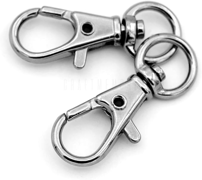 CRAFTMEMORE 50 pcs Swivel Clasps Lanyard Clips Snap Hook Metal Lobster Claw Clasp PLTN (Gunmetal)