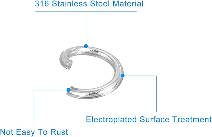 uxcell 200Pcs Open Jump Rings, 4.5mm 316 Stainless Steel O Rings, Split Rings Circle Clasp Connecting Rings for Jewelry Making Supplies Necklace Repair, Silver