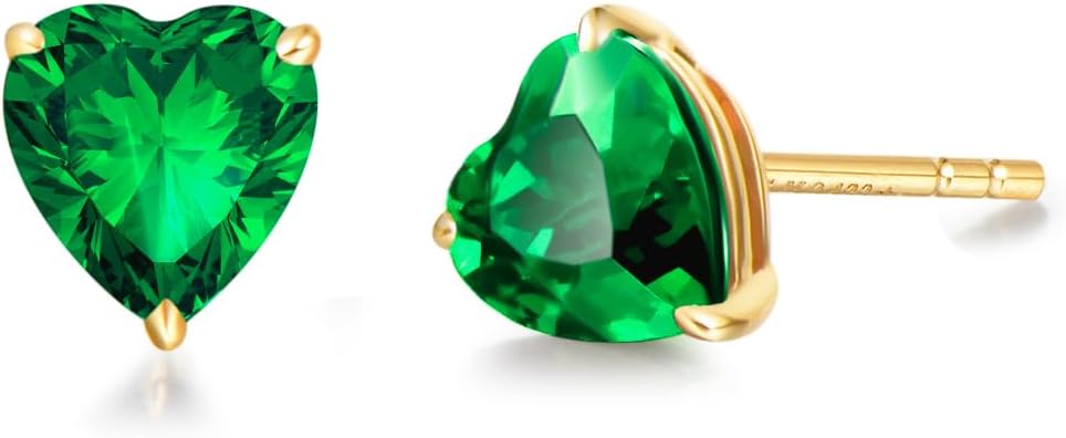 FANCIME 14k Solid Yellow Gold Stud Earrings Gemstone Prong Cluster Stud Earrings Fine Jewelry Gifts for Her Mom Women Wife