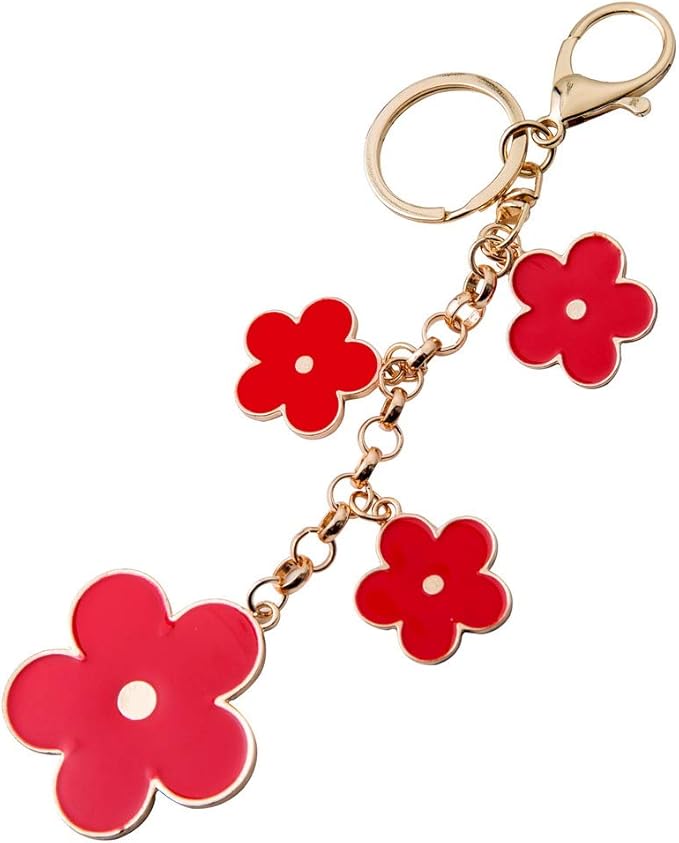 Women's Flower Bag Charms Enameled Keychain Purse Accessories