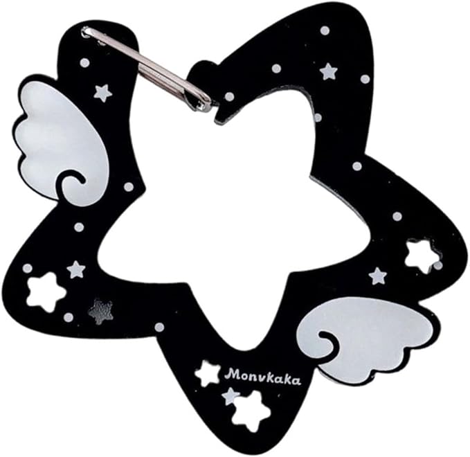 Acrylic Wing/Star Shape Carabiner Hook Clips Card Holder Keychain Portable Outdoor Keyring Hook Backpack Pendant Gifts