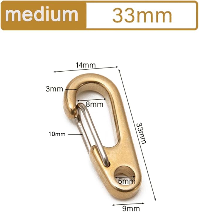 dophee 2Pcs Brass Keychain Carabiner Clip, Spring Snap Hook Clasp Keyring Pendant for Backpack Fishing Camping Hiking Dog Chain