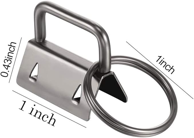 Qovydx 45Pcs 1 Inch Black Wristlet Key Fob Hardware 1" Black Key Chain Fob Wristlet Hardware with Split Rings Key Fob Keychain Wristlet