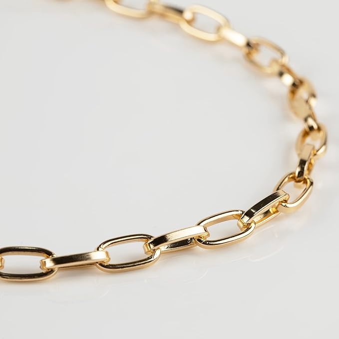 32.8 Feet Aluminum Link Chain Light Gold Flat Oval Chains for Jewelry Making Unwelded Paperclip Chain Spool Necklace Chains Bulk with Lobster Clasps and Jump Rings