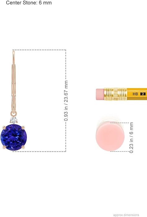 ANGARA Natural Tanzanite Earrings for Women | Tanzanite and Diamond Leverback Drop Earrings in 14K Solid Gold/Platinum | December Birthday, Anniversary, Gemstone Jewellery Gift