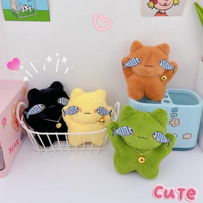 Super Funny Cute Happy Taiyaki Kitty Keychain Catching Fish Cat Lucky Happy Cat Good Luck Bag Charm Pendant