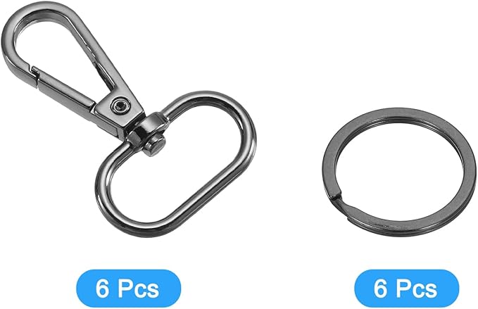 uxcell 12 Pcs Swivel Clasp Hook, 0.98" Purse Snap Clasps Detachable for Bag, Grey