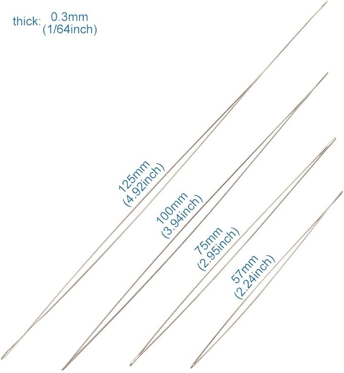Craftdady 8Pcs Big Eye Beading Needles 4 Sizes Stainless Steel Collapsible Embroidery Sewing Needles for Jewelry Making