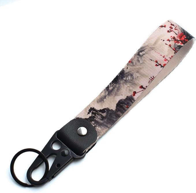 2 Pcs Classic Black & Floral Keychain Wristlet Lanyard for Women couples, Flower Wristlet Strap for Keys Hands-Free Wearable