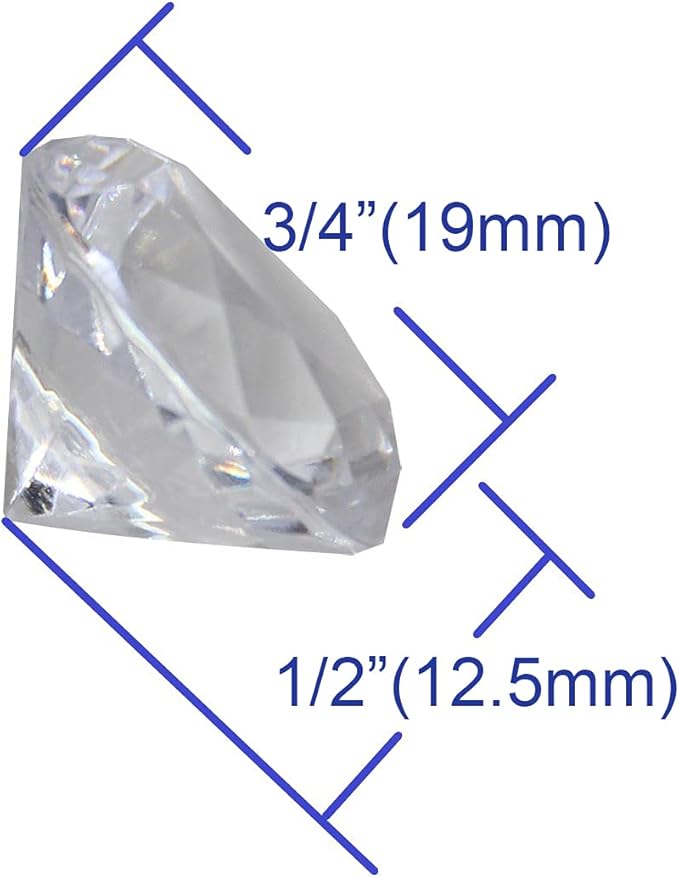 WELMATCH Clear Acrylic Diamond Vase Fillers 0.75 Pound - 180 pcs 3/4 Inch Wedding Party Event Banquet Birthday Decoration Crystals Gem Table Scatters (Clear 180 pcs)