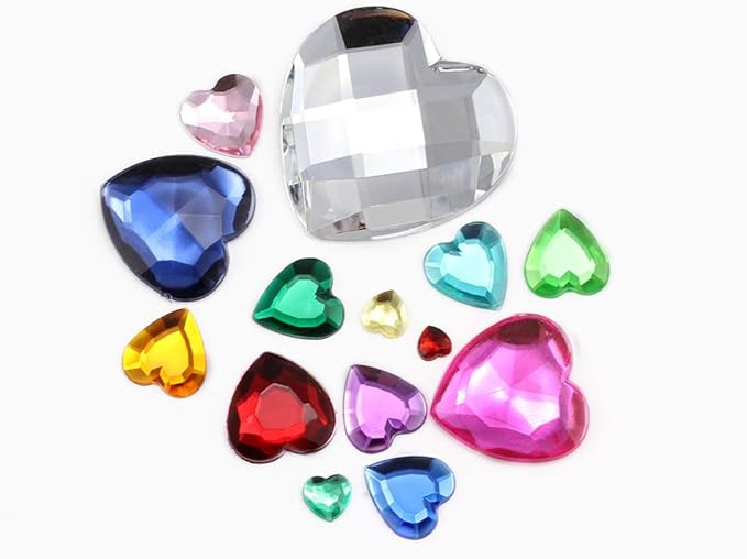 Allstarco 25mm Ruby A05 Flat Back Heart Acrylic Rhinestones 1 Inch Costume Plastic Gems Cosplay Jewels for Valentine's Party - 18 Pieces