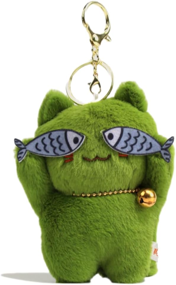 Super Funny Cute Happy Taiyaki Kitty Keychain Catching Fish Cat Lucky Happy Cat Good Luck Bag Charm Pendant