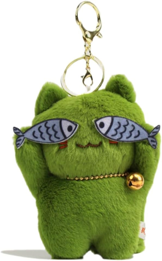Super Funny Cute Happy Taiyaki Kitty Keychain Catching Fish Cat Lucky Happy Cat Good Luck Bag Charm Pendant