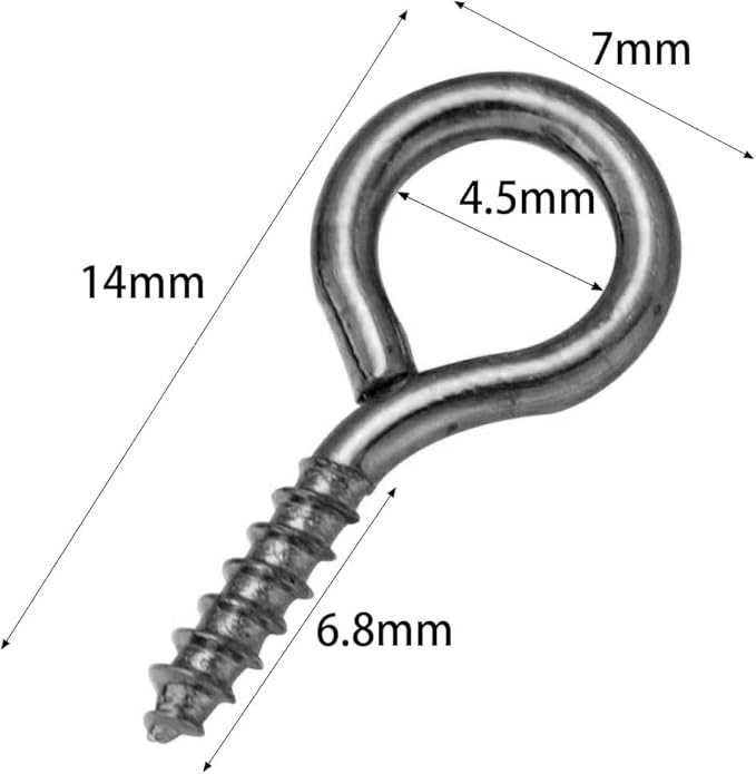 Metal Screw Eye Pins Hooks 0.55inch/7X14mm Heavy Duty Screw Eye Pins for DIY Jewelry Making Gun Black Plated Eye Bolt Arts & Crafts Project 200 Pcs/lot