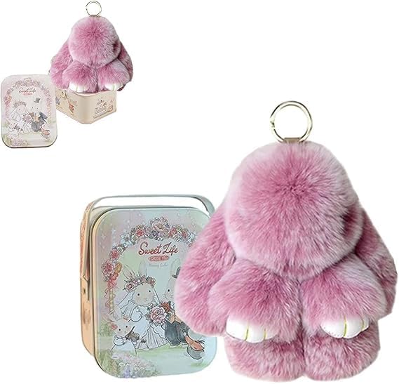 Bunnylulu Keychain with Box, Bunnylulu Keychain with Tin, Bunnylulu Cute Plush Key chain