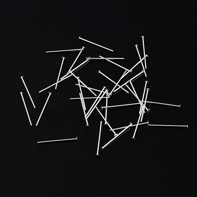 925 Sterling Silver Flat Head Pins 0.5x15mm 40pcs for Jewelry Making Findings