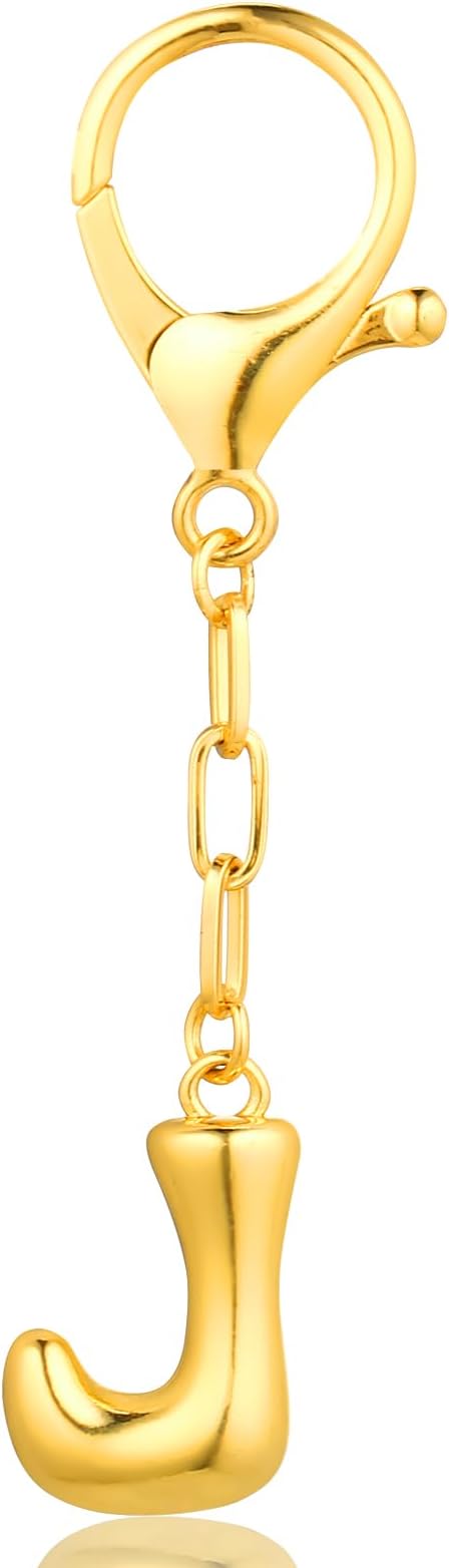 VICKHU Gold Plated Bubble Initial Letter Cute Keychain for Women Car Key Purse Decorative Keyring Handbag Charms Fashion