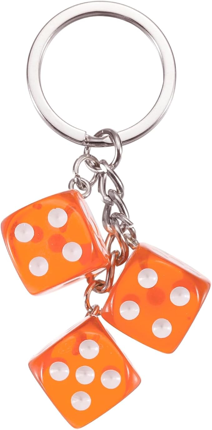 PATIKIL Lucky Dice Keychain Charm, Resin 3D Cube Square Mini Dice Keyrings with 3 Pendants for Bag