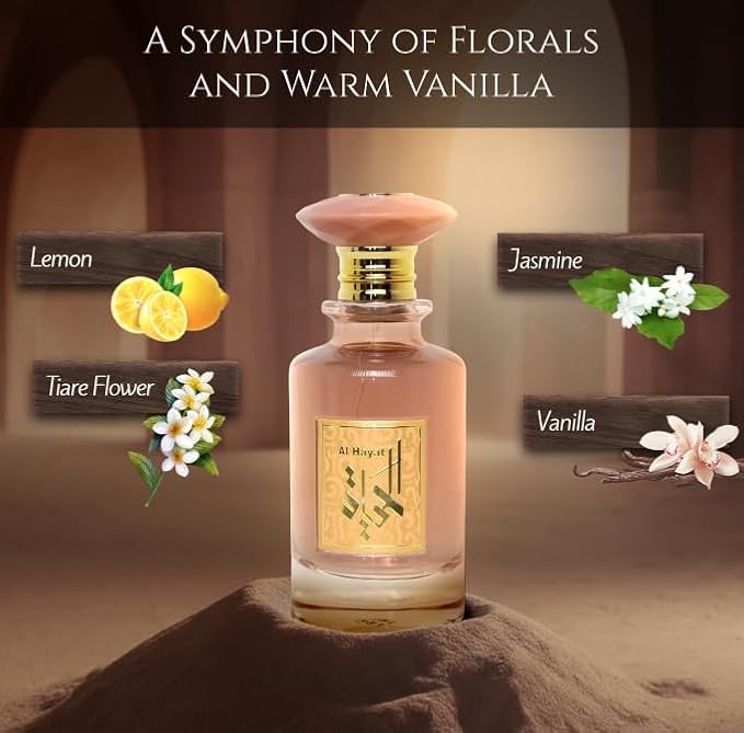 Prince Parfums Dubai – Al Hayat – 3.4 Ounces – Radiant Women’s Eau de Parfum – Fruity Florals with Jasmine & Amber – Essence of Life, Femininity & Beauty