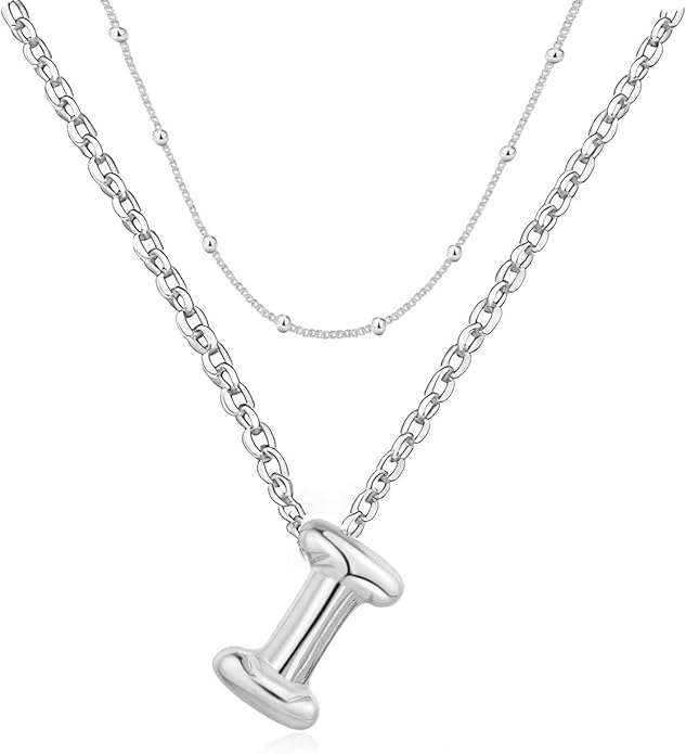 PANSHI Gold Initial Necklaces Gifts for Teen Girls Women Girlfriend Teen Girl Gifts Trendy Stuff Layered Bubble Letter Necklace Gold Jewelry Birthday Gift