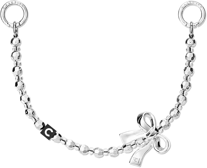 CASETiFY Charm Keychain - Metallic Bow/Classic Pearl/Shiny Silver/C Cube Chain