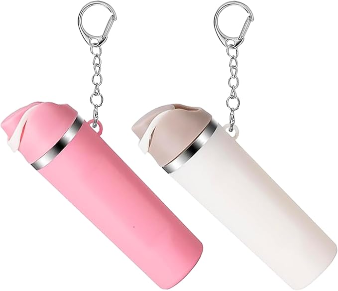 Mini Trendy Bottle Keychain Accessories Compatible with Owala Water Cute Tumbler Cup Chapstick Lip Balm Holder Charms