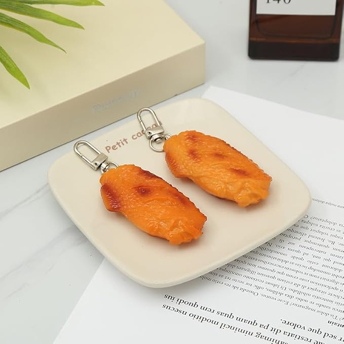 HSYHERE Men Women Creative Interesting Novelty Stylish Mini Simulated Food Orange Shrimp Keychain Key-ring Pendant