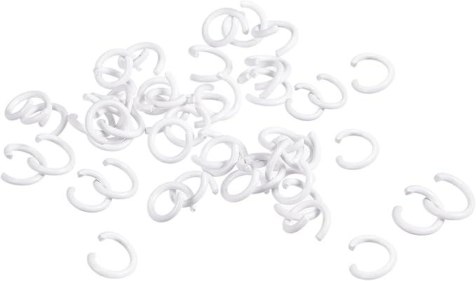 uxcell Open Jump Rings, 8mm Colorful O-Ring Connectors for DIY Crafts Jewelry Making, Carbon Steel, White, 100Pcs