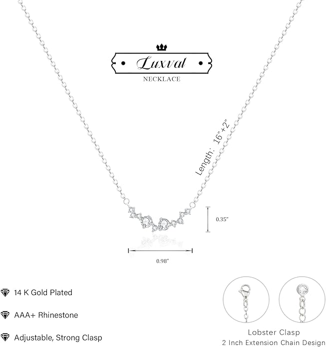 Luxval Diamond Pendant Gold Necklace for Women，Dainty 18k Gold Plated Choker Necklaces Simple Gold Jewelry Gifts for Women Girls
