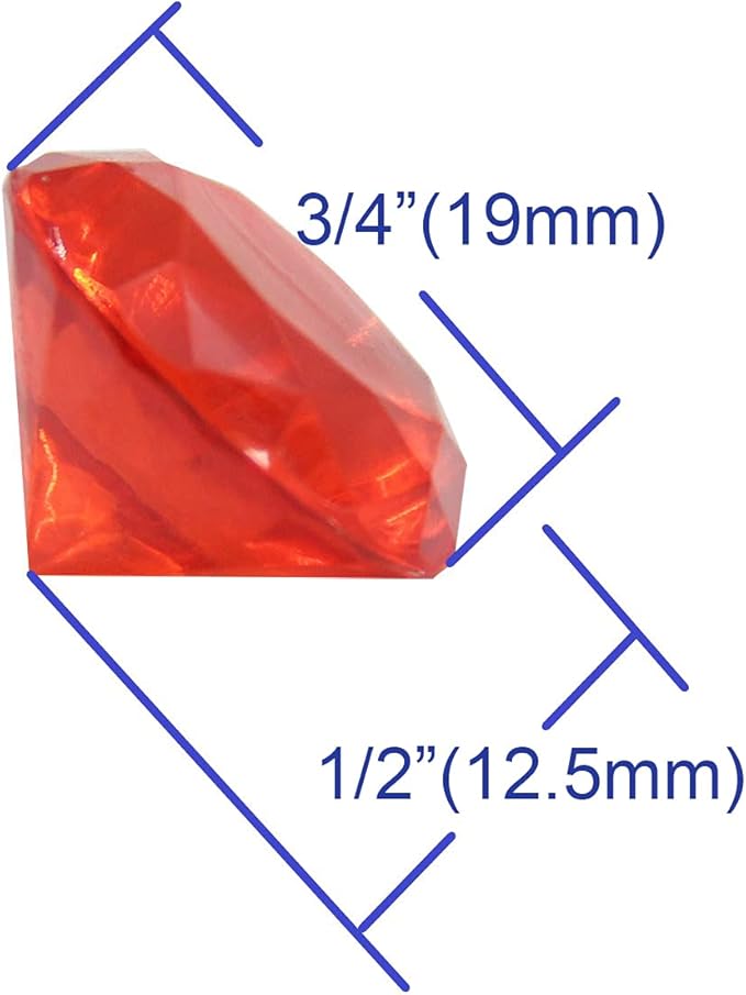WELMATCH Red Acrylic Diamond Vase Fillers 1 Pound - 240 pcs 3/4 Inch Wedding Party Event Banquet Birthday Decoration Crystals Gem Table Scatters (Red, 240 pcs)