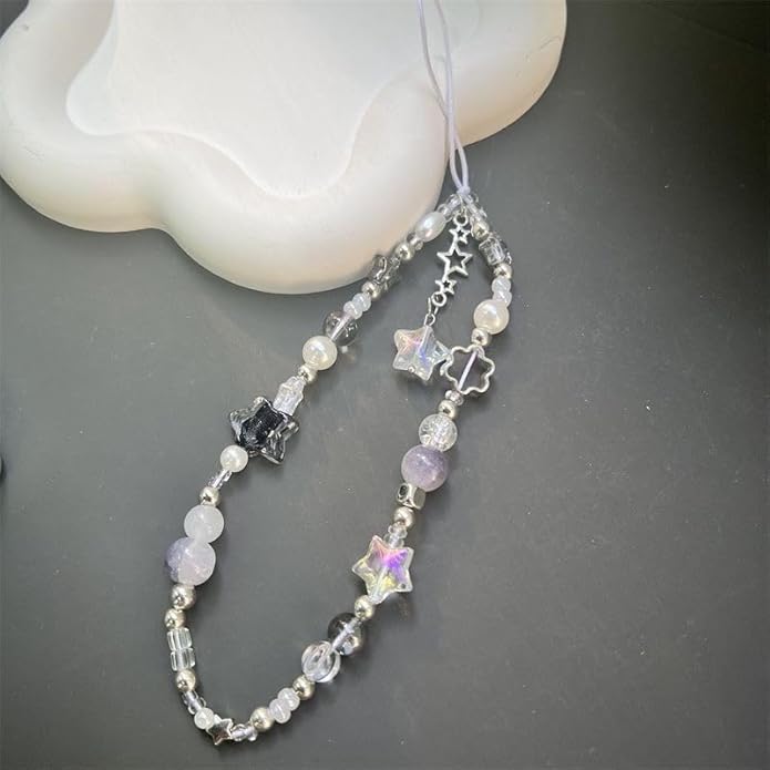 2 Pcs Phone Charm Strap Hand Universal for iPhone Wrist Strap Camera Lanyard Pearl Beaded Cute Chain String Accessories Universal for iPhone 17 Pro Max Samsung Women Girls Phones Bag Keychain