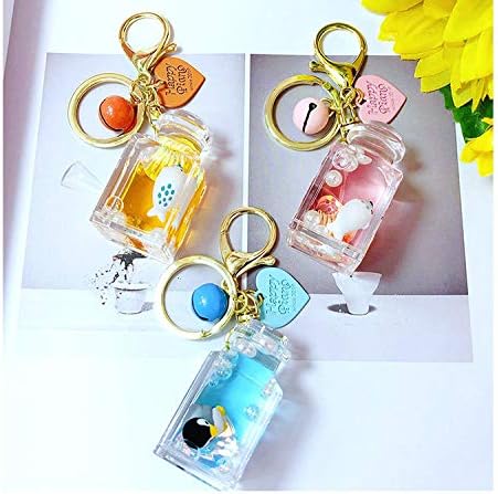 HSYHERE Men Women Creative Beautiful Floating Sea Animals Lucky Square Bottle Keychain Keyrings