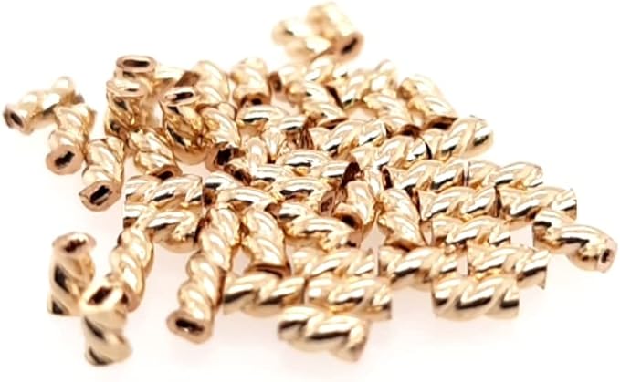 50pcs 14/20 Yellow Gold Filled Twist Tube Crimp Beads, 3 X 1.5MM, by CRAFT WIRE