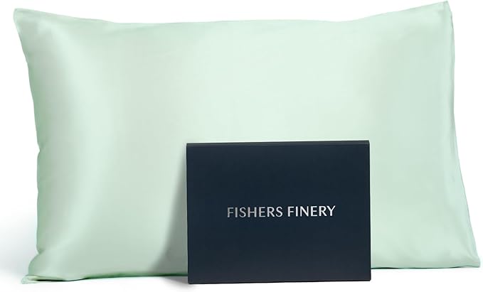 Fishers Finery 19mm 100% Pure Mulberry Silk Pillowcase, Quality Tested (Light Green, K)