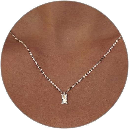 Luxval Diamond Pendant Gold Necklace for Women，Dainty 18k Gold Plated Choker Necklaces Simple Gold Jewelry Gifts for Women Girls